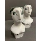 Two 1950's "Classical Heads" by Richard Parkinson pottery sculptures designed by Susan Parkinson (