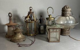 A selection of various lanterns in copper and brass, various conditions and conditions.