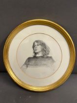 A pencil drawing in circular frame (Dia18cm)