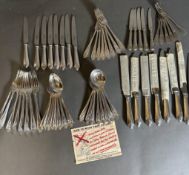A six piece place setting canteen of cutlery loose