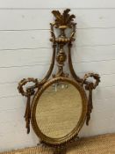 Italian style gilt Gesso oval wall mirror (125cm x 70cm)