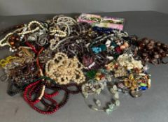 A very large collection of costume jewellery with necklaces, bracelets etc.