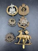 A small selection of military insignia and cap badges.