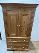 Small two door cupboard or hanging cabinet with drawers under (H153cm W93cm D57cm)