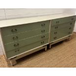 A rare pair of G Plan four drawer chest of drawers in egg shell blue (H80cm W96cm D47cm)