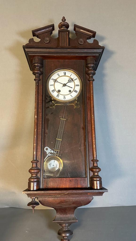 A mahogany Vienna style regulator eight day clock AF