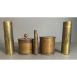 A selection of trench art to include tobacco jars etc.