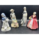 A selection of four ceramic figures to include Royal Doulton "Janet"