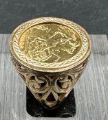 A 1982 half sovereign ring on a 9ct gold mount (total Approximate Weight 9.1g)