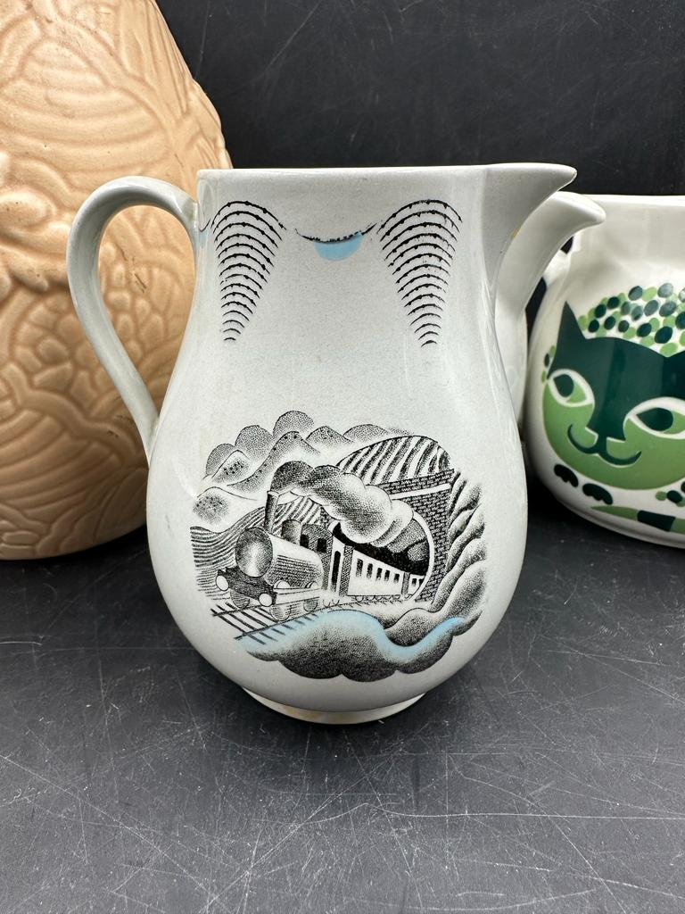 A selection of jugs to include Eric Ravilious for Wedgewood "Travel" design grey pottery jug - Image 2 of 4