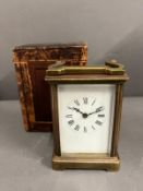 Edwardian eight day brass carriage clock with key AF Condition Report NOT WORKING
