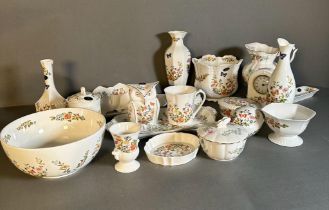 A selection of Aynsley ceramics to include vases, an owl and various lidded pots