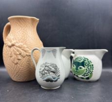 A selection of jugs to include Eric Ravilious for Wedgewood "Travel" design grey pottery jug
