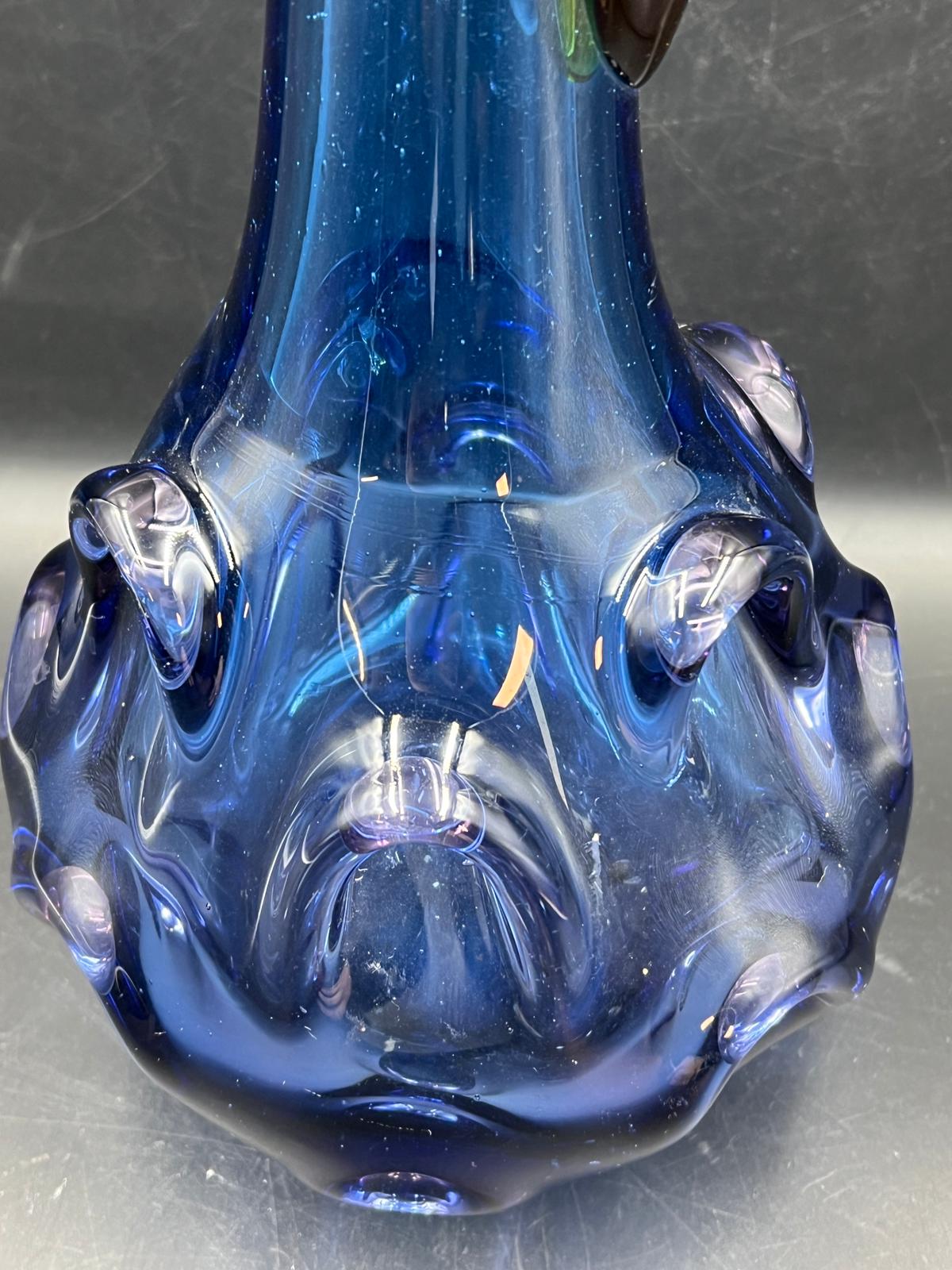 A cobalt blue Art glass jug with pulled base and amber handle (H43cm) Condition Report Light marks - Image 2 of 5
