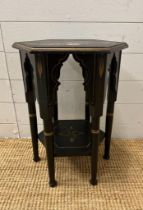 A Japan themed side table with shelf approximately H53cm W36cm)