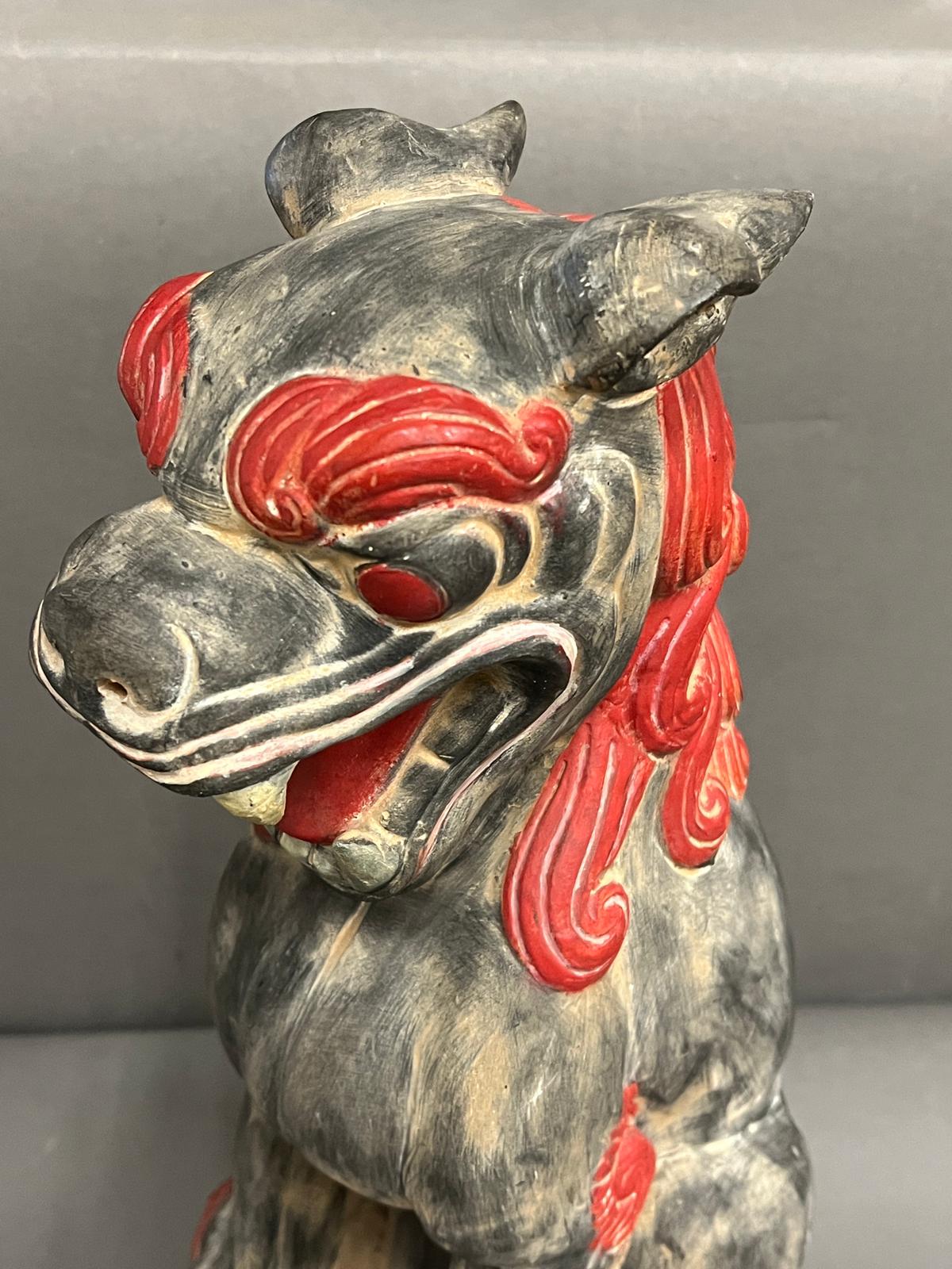 A clay guardian Foo Dog lion (H46cm) - Image 2 of 6