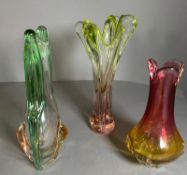 Three Art glass Czech and Murano vases (H32cm) Condition Report light scratches, water marks