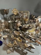 A large volume of silverplated items