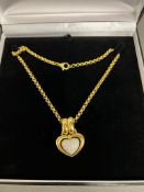 An 18ct gold and pave diamond open heart shaped pendant. Rounded Belcher chain approximately 440mm