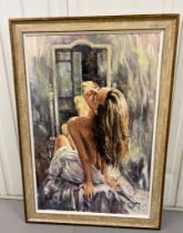 Gordon King, painting of a nude woman reflected in a mirror (104cm x 72cm) Label for The Hawker