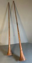 Two large Victorian brass and copper hunting horns H123 and 134