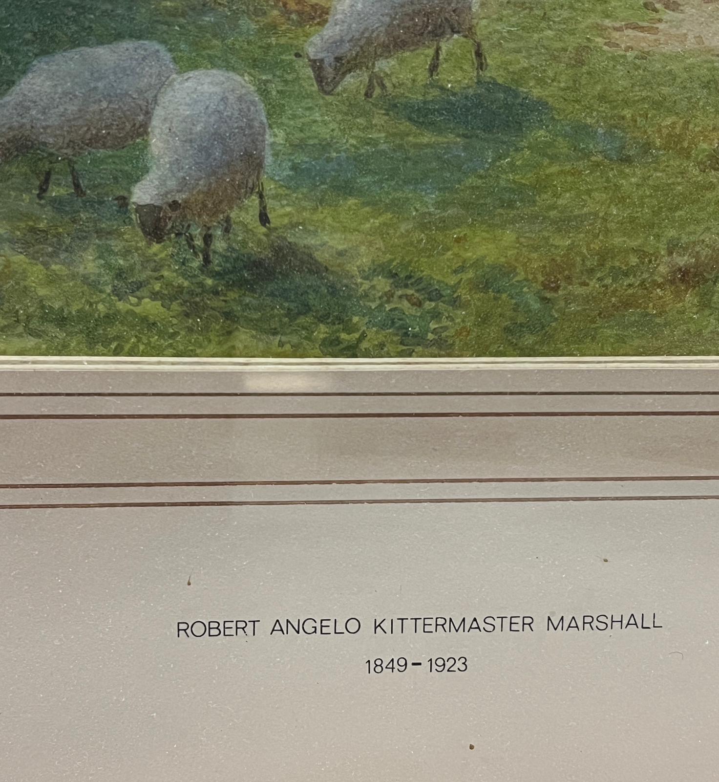 A water colour of sheep's grazing, Robert Angelo Kittermaster Marshall 1849 - 1923 signed lower - Image 4 of 6