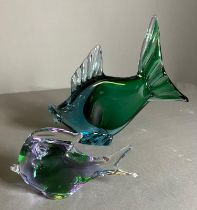 Two Art glass fish (21cm)