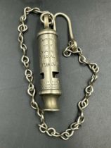 A Police whistle with original chain The Metropolitan Patent Bucks Special Constabulary J H Hudson &