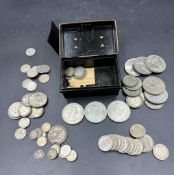 A selection of Great British coins to include schillings, crowns, six pence, half crowns, three