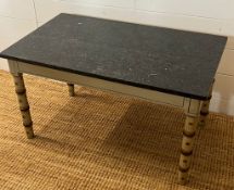 Faux bamboo and marble painted coffee table (H43cm W78cm D46cm)