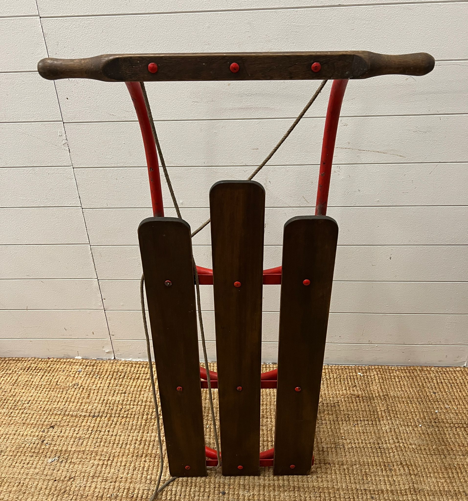 A vintage metal and wooden sledge (H26cm W110cm D62cm) - Image 2 of 4