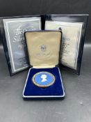 A Wedgwood silver and jasperware medallion, celebrating Queen Elizabeth II's silver jubilee.