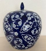 A blue and white contemporary Chinese Ginger jar