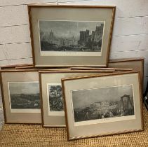 Eight prints of city scenes