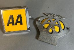 Two vintage AA car badges