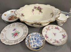 A selection of china to include a large washbowl etc.