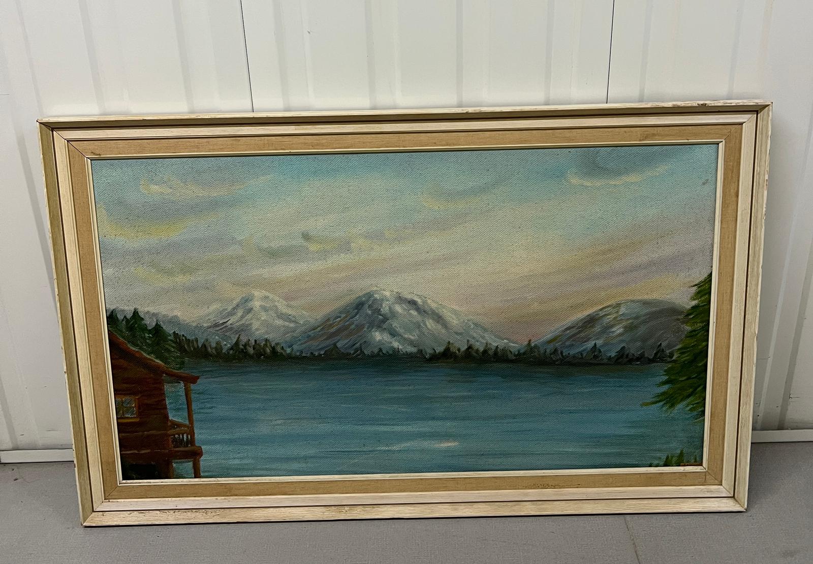 Oil on canvas of a mountain scene (100cm x 62cm)