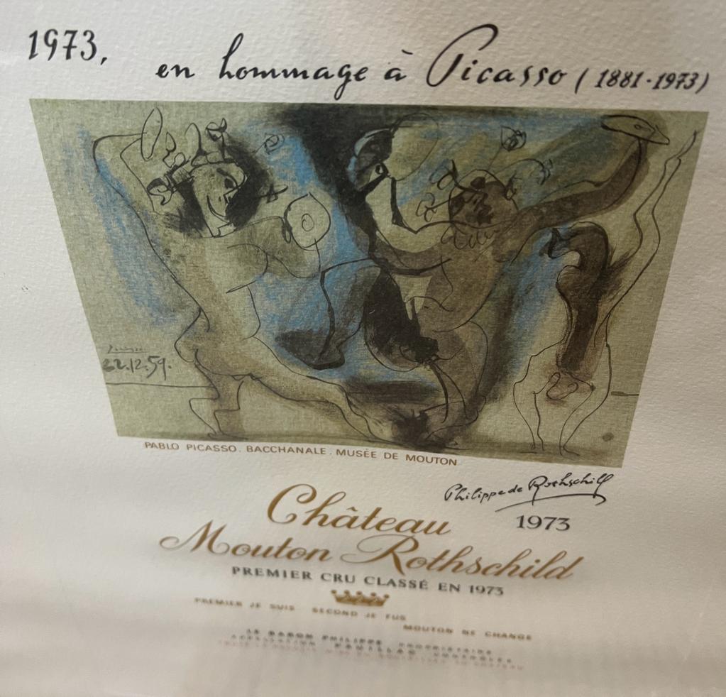 Three framed wine label artwork prints - Image 2 of 4