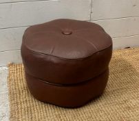 A brown faux leather button top foot stool