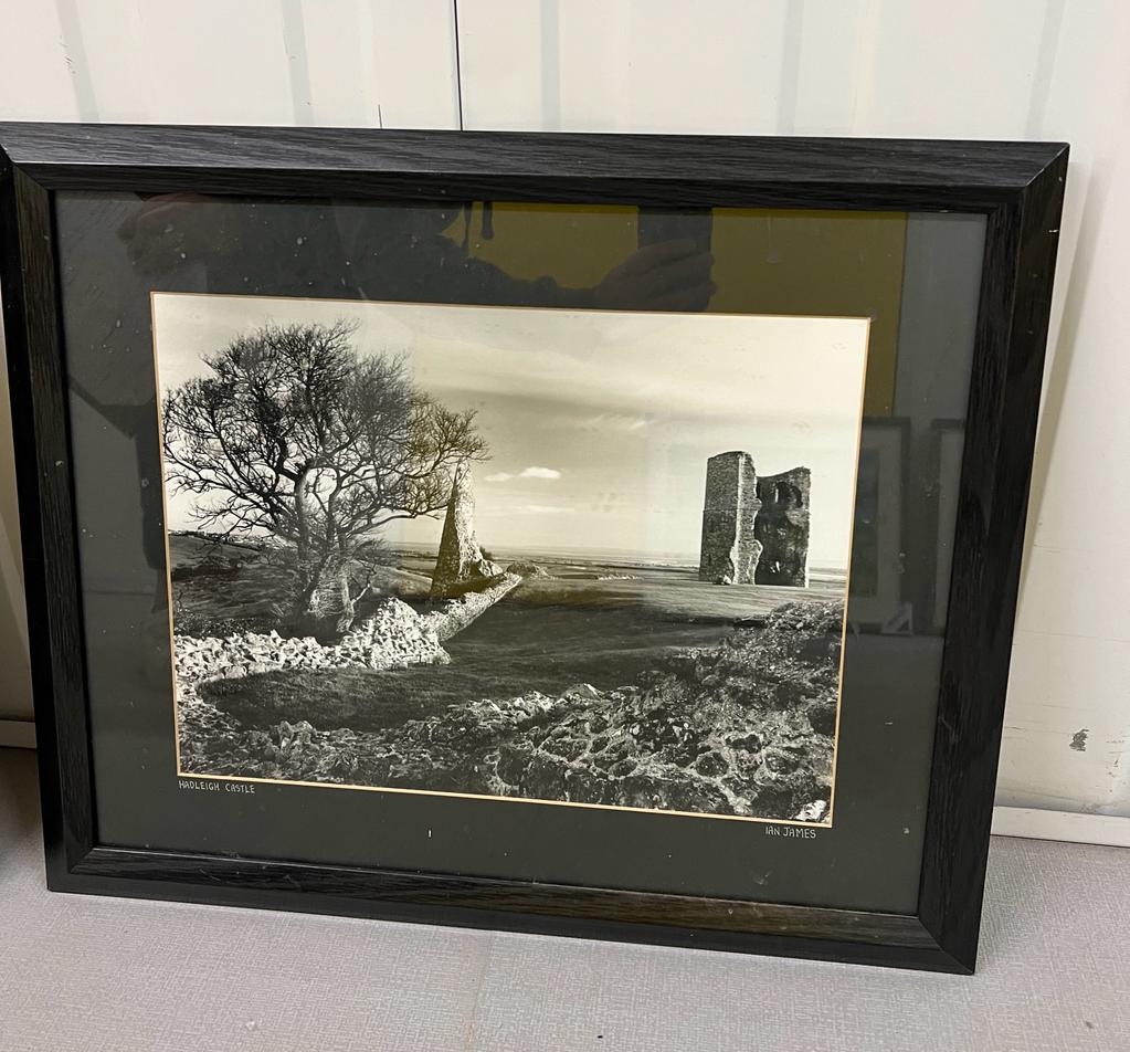 Ian James framed photograph including one of Hadleigh Castle 58cm x 47cm and 47cm x 57cm