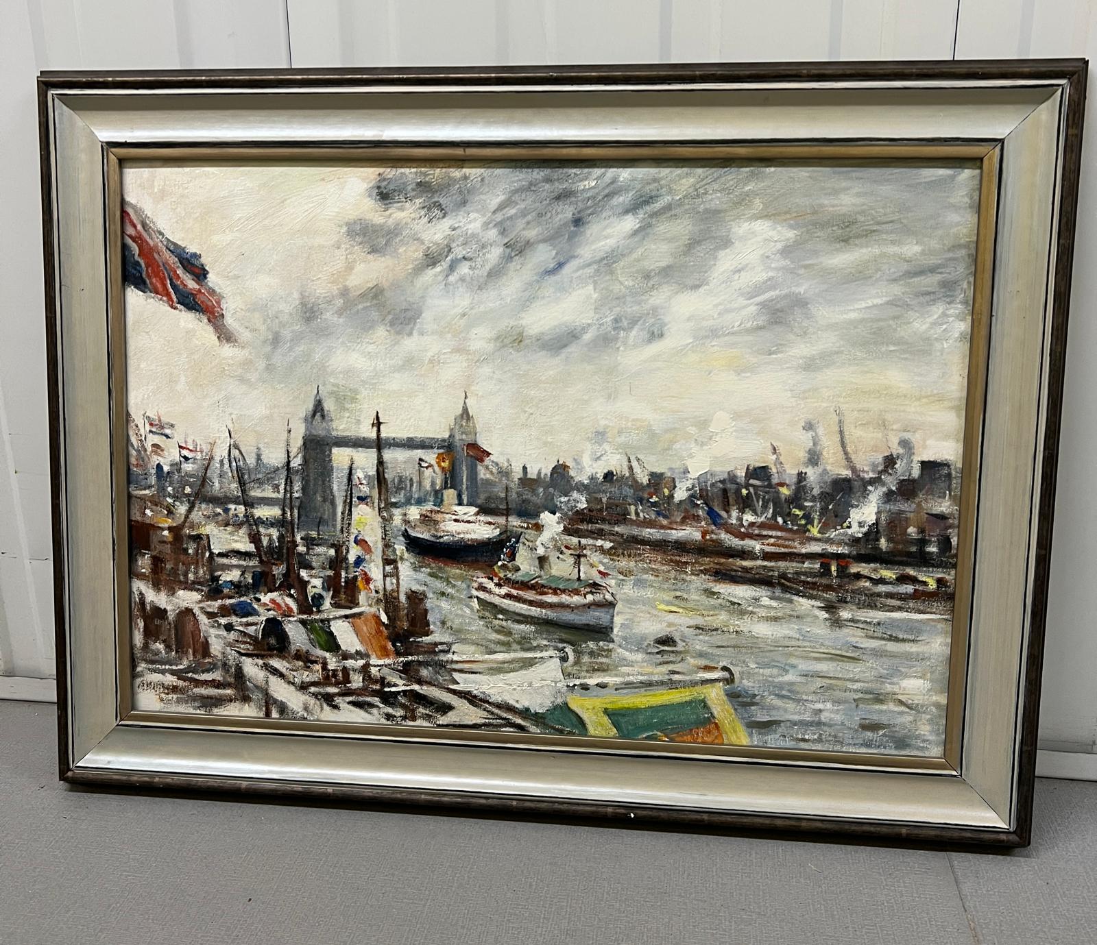 An oil on canvas of the River Thames featuring Tower Bridge (80cm x 60cm)