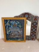 A mosaic style mirror (94cm x 72cm) and picture (42cm x 83cm)