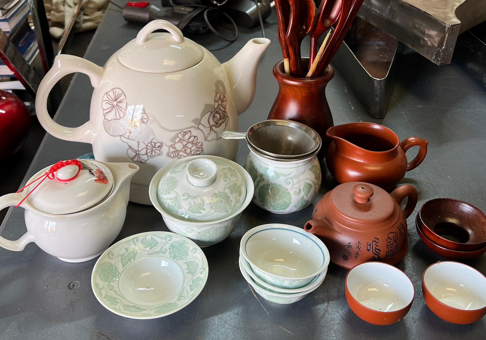 A Chinese tea set.