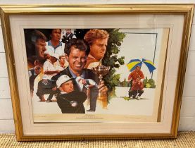 A framed print of Ryder Cup Victors 1995 signed 545/795 (80cm x 70cm)