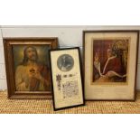 Three Religious themed prints including the Pope