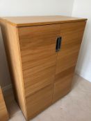 A contemporary office cupboard opening to shelves (H120cm W80cm D45cm)