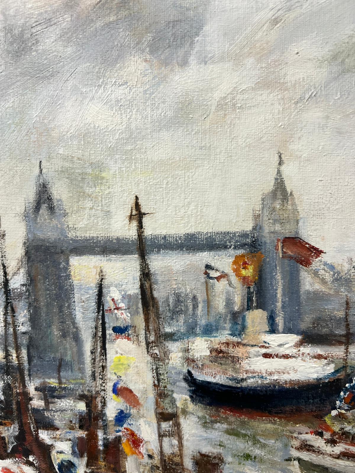 An oil on canvas of the River Thames featuring Tower Bridge (80cm x 60cm) - Image 3 of 4