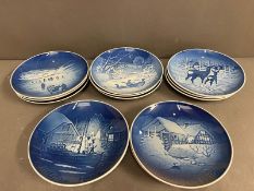 Thirteen Copenhagen porcelain Christmas plates