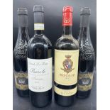 A selection of four Italian wines to include Dardi Le Rose Barolo, A 2013 Brolio and two Verso Rosso