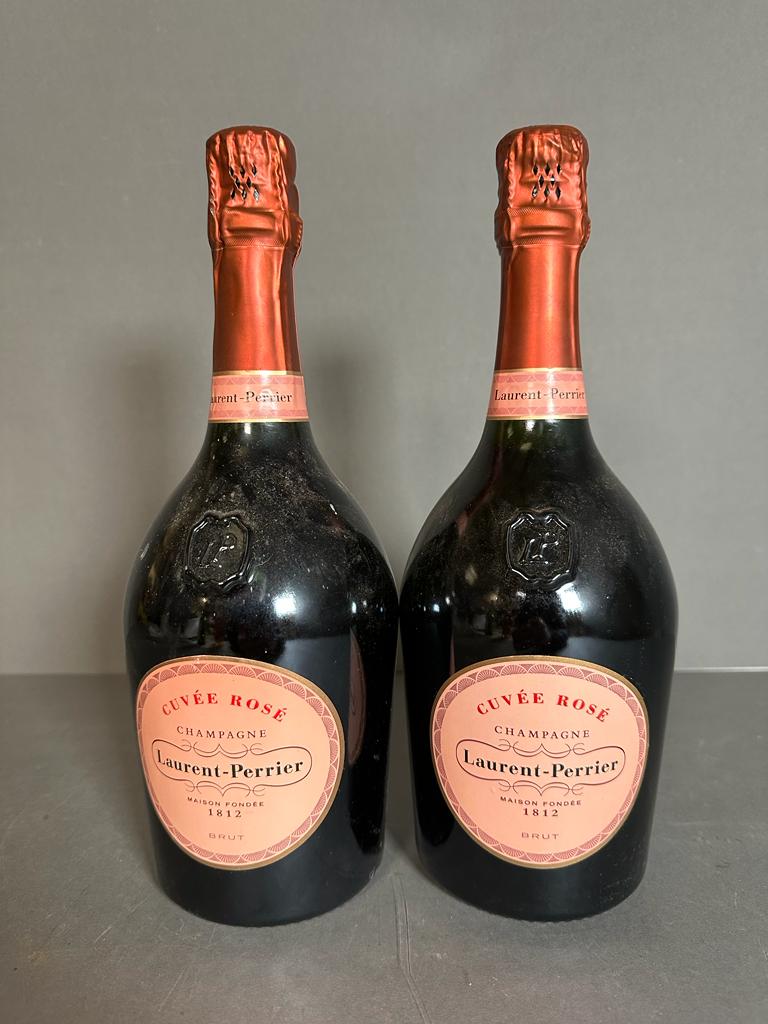 Two Bottles of Laurent Perrier Rose Champagne